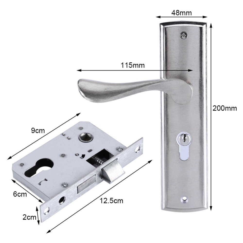 Aluminum Door Lock Interior Home Door Handle Lock Durable Front Back Lever Latch Lock Cylinder Security with Keys Accessories