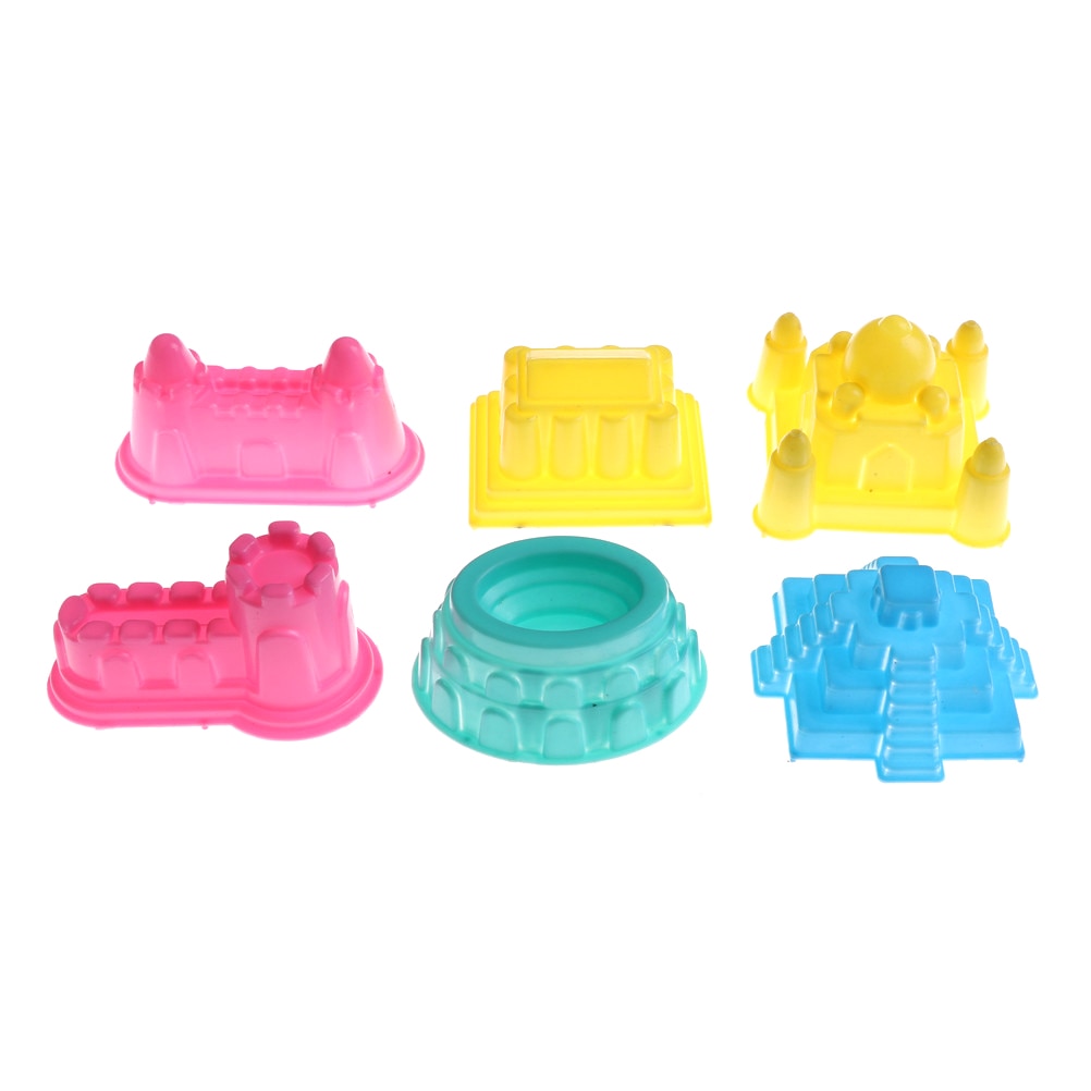 6Pcs/Set Portable Castle Sand Clay Novelty Beach Toys Model Clay For Moving Magic Sand