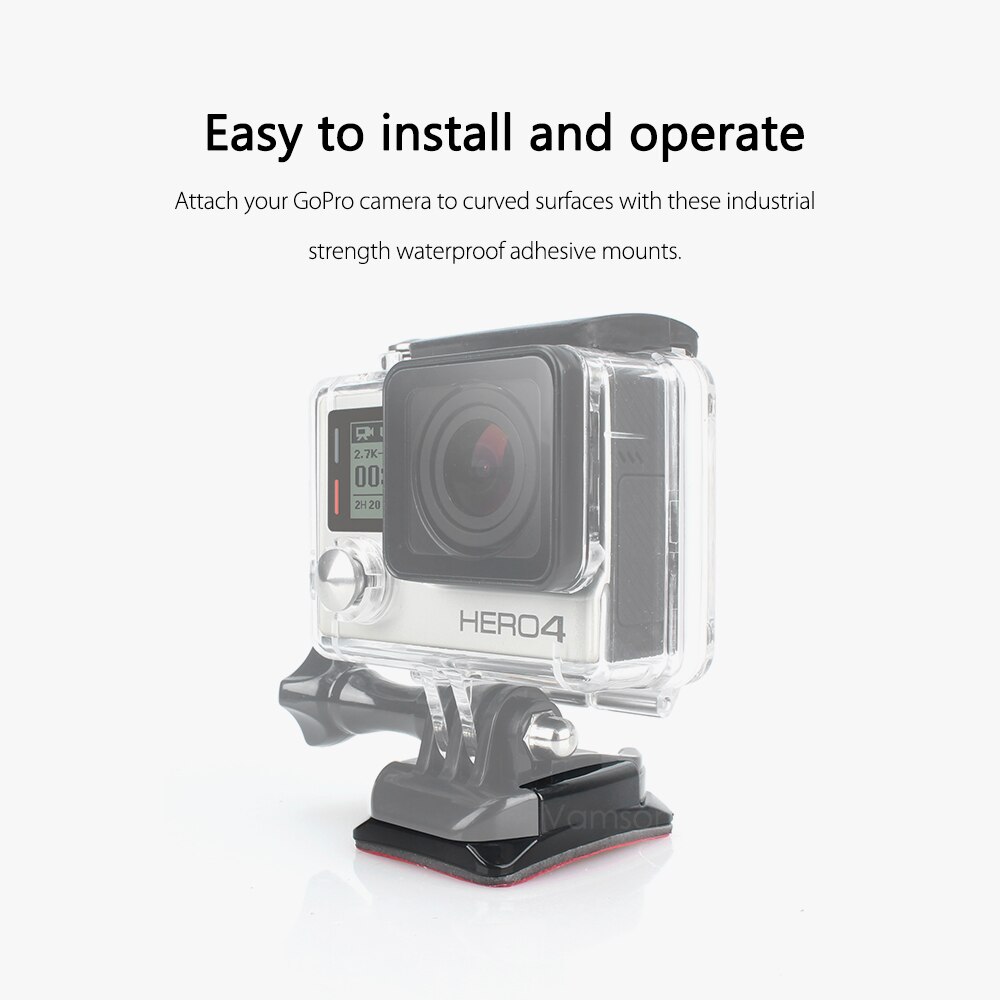 Vamson Voor Gopro Accessoires 20 Stuks Gebogen Surface Mount Voor Gopro Hero 5 4 3 + Voor Xiaomi Voor Yi voor SJ4000 Voor Eken H9r VP106G