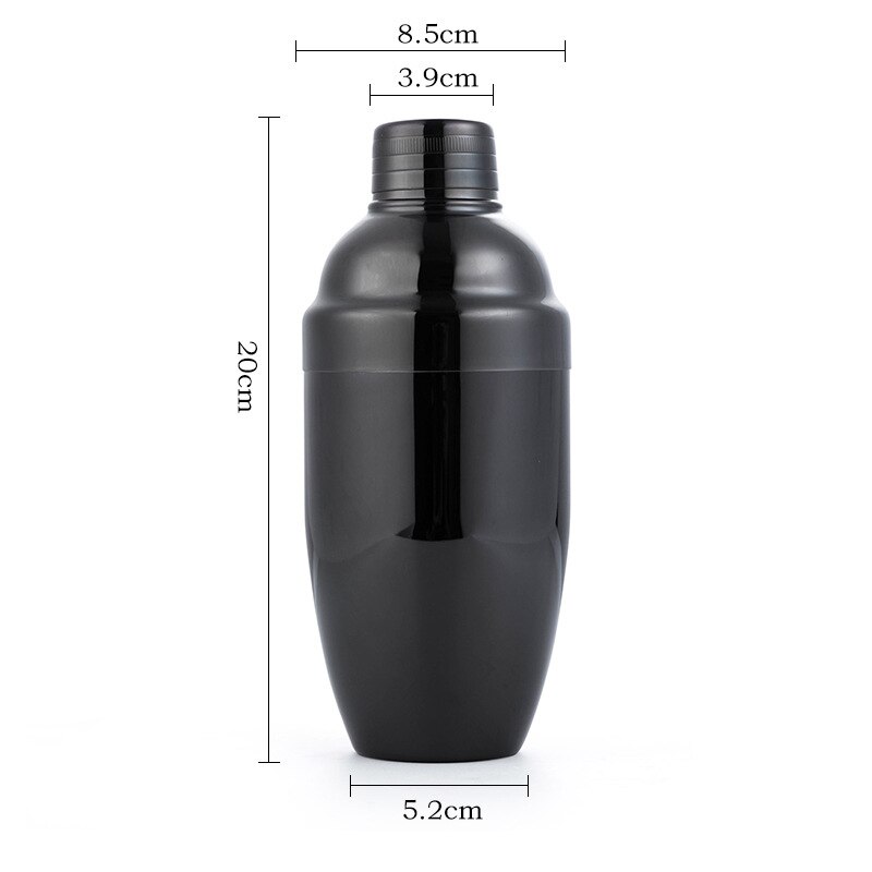 Stainless Steel Insulation Shake Cup Portable Bartender Organ Cocktail Shake Flagon Wine Bartender Kettle Bar LA90: Black