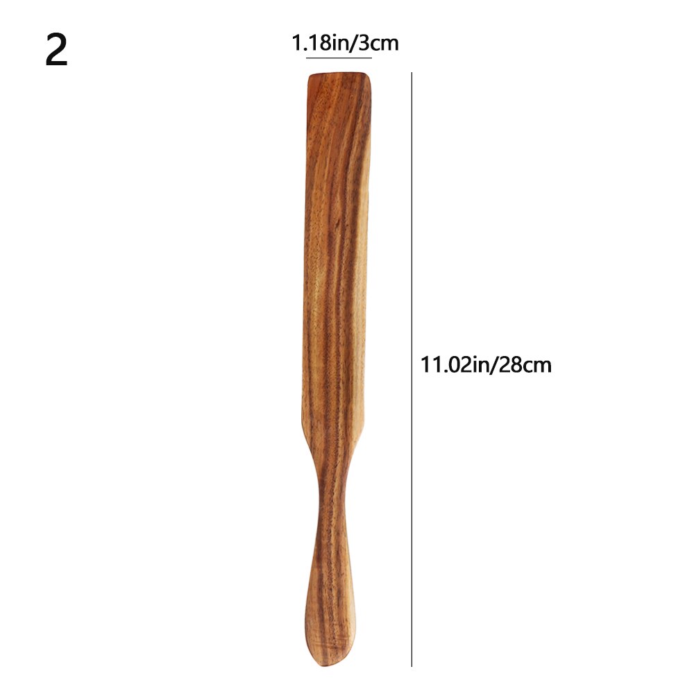 Kitchen Wooden Cooking Utensils Non Stick Natural Microphyll Acacia Wood Cookware Slotted Spurtle Spatula For Stirring Tools: 2