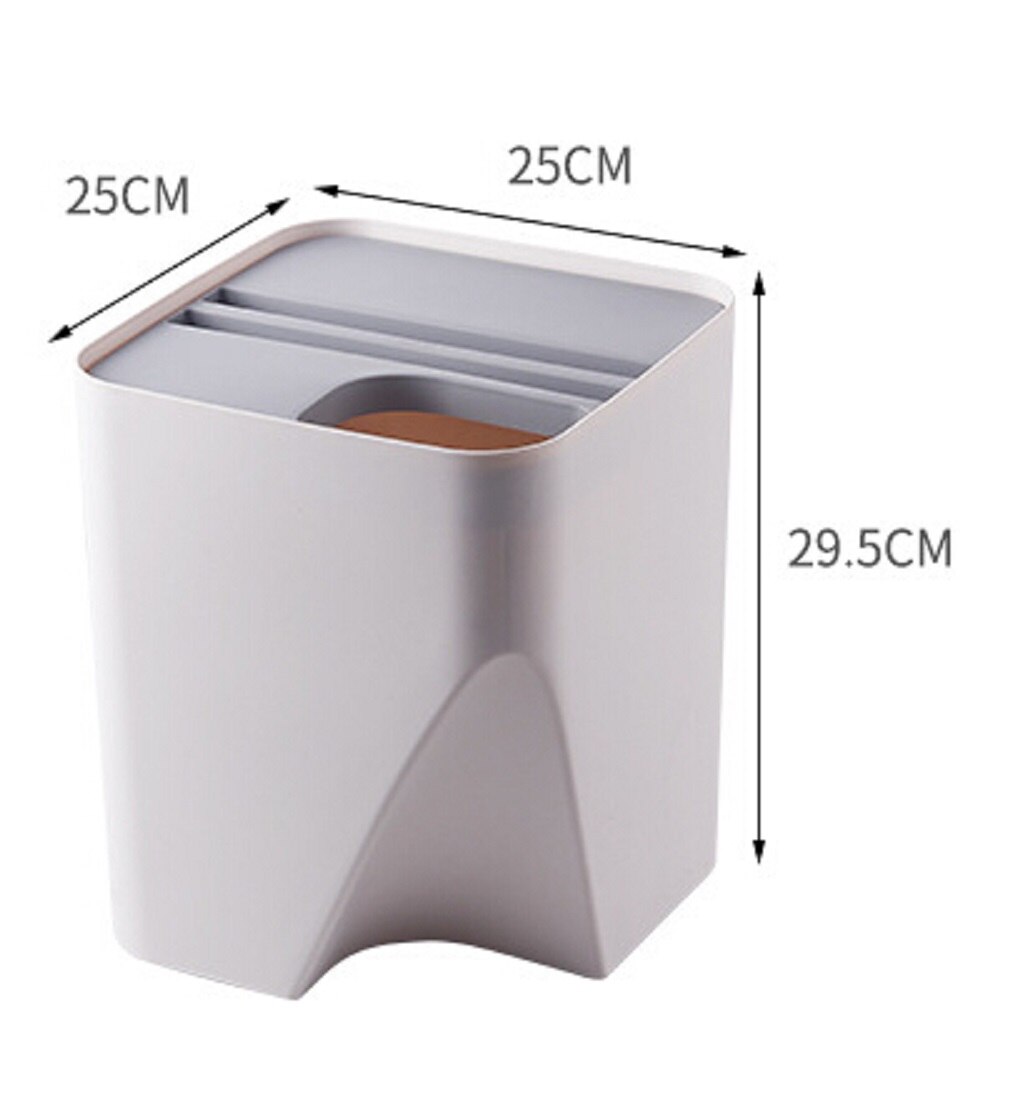 Empilable ménage poubelle Classification poubelle cuisine salle de bain poubelle recyclage poubelle séparation sèche et humide poubelle: Gris clair / L