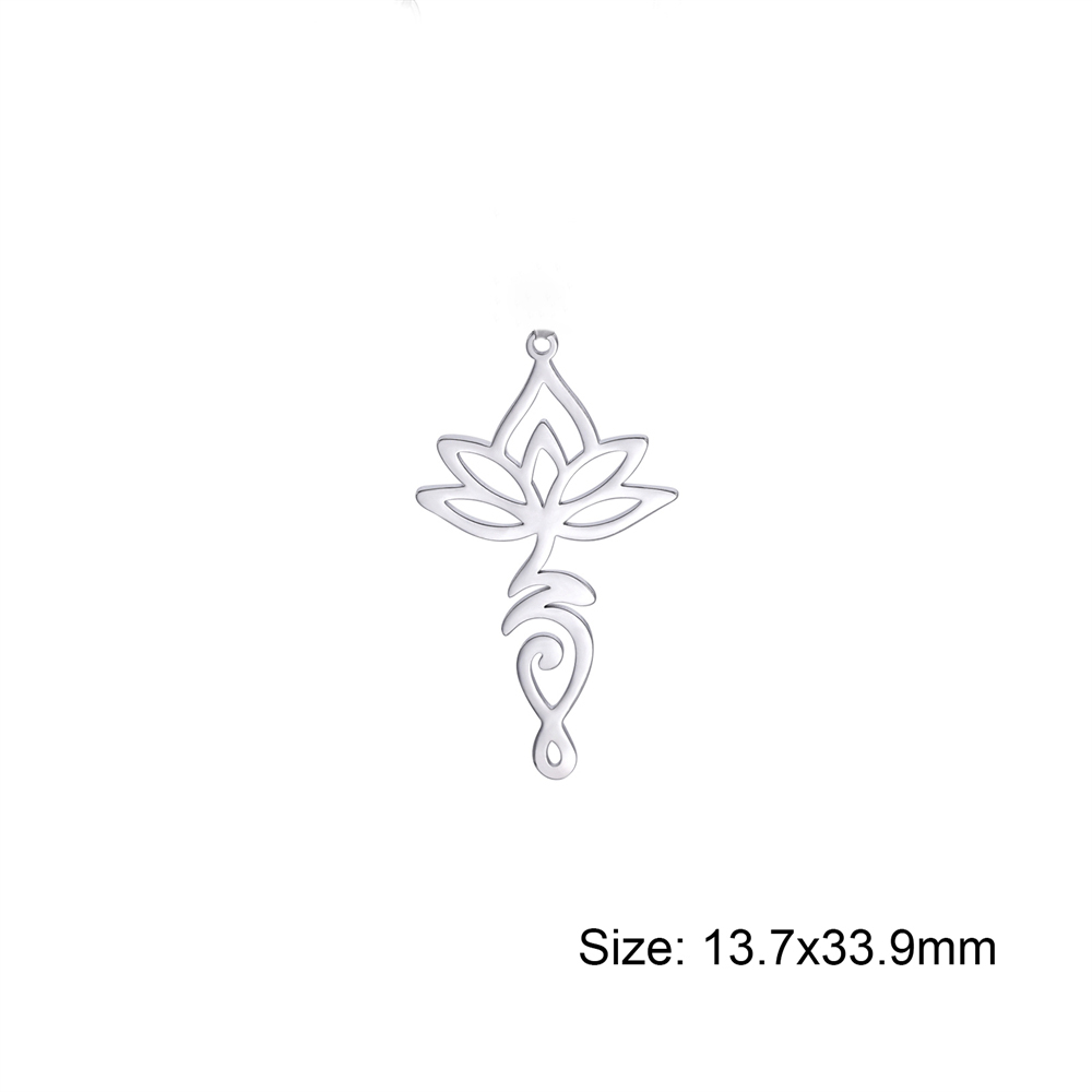 Breloques en forme de fleur de Lotus, en acier inoxydable, amulette religieuse, pendentifs, accessoire pour collier, boucles d'oreilles, bijoux, bricolage,: Plaqué bronze antique