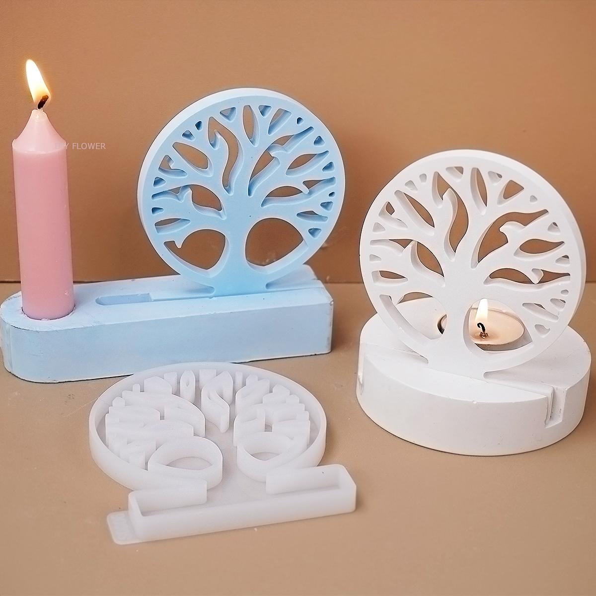 Portavelas de árbol de la vida, molde de silicona DIY hecho a mano, , ramita de árbol, candelabro, molde de yeso, artesanales de fundición, decoración del hogar