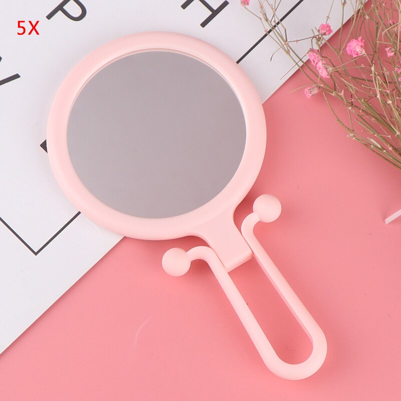 5/10X Magnifying Handheld Vanity Mirror Travel Folding Hand Held Round Shape Folding Adjustable Pedestal Makeup Mirror