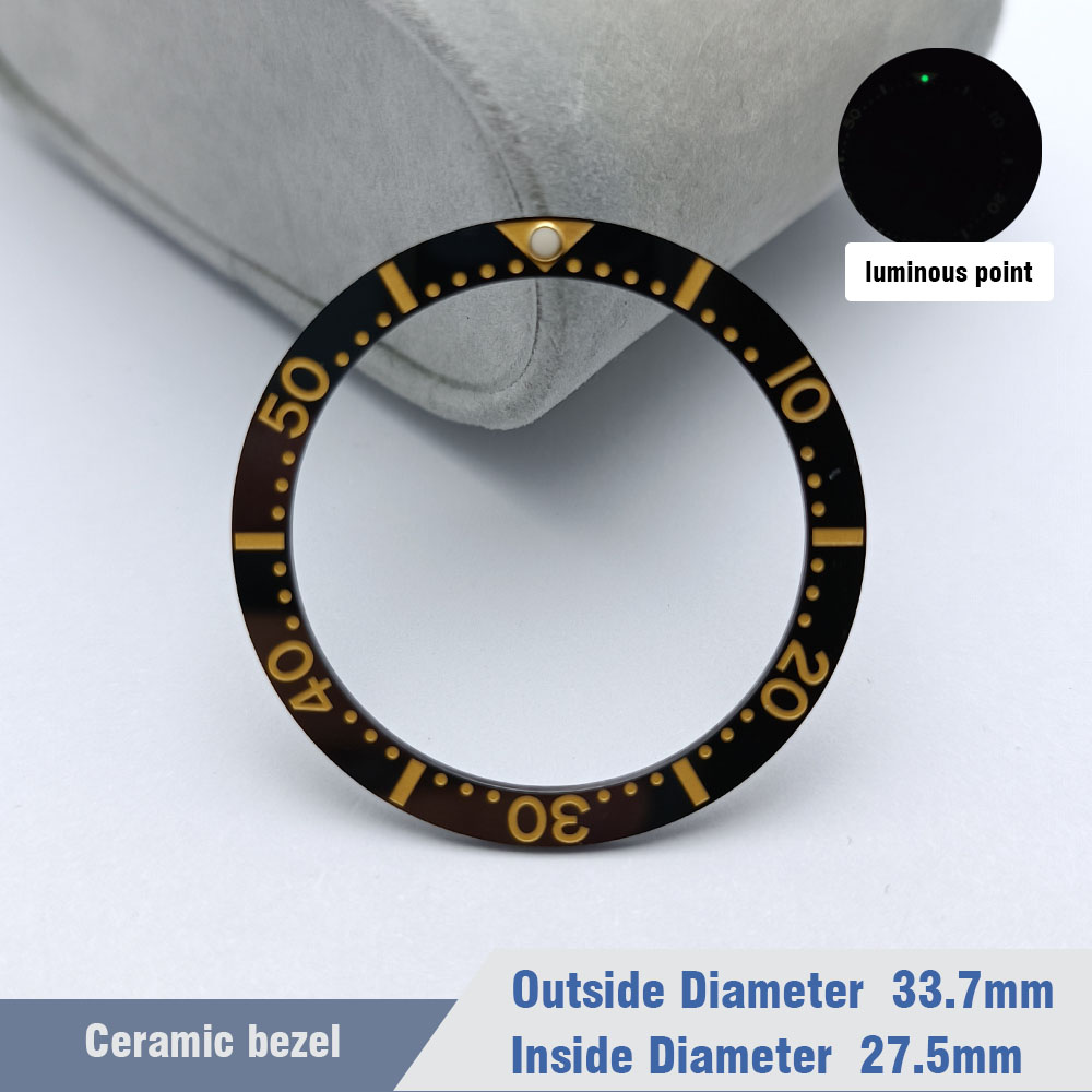 Flat Ceramic Bezel Insert 33.7mm*27.5mm Watch Replacement Watch Parts Watch Cases Replace Accessory Diving Bezel Ring: salmon