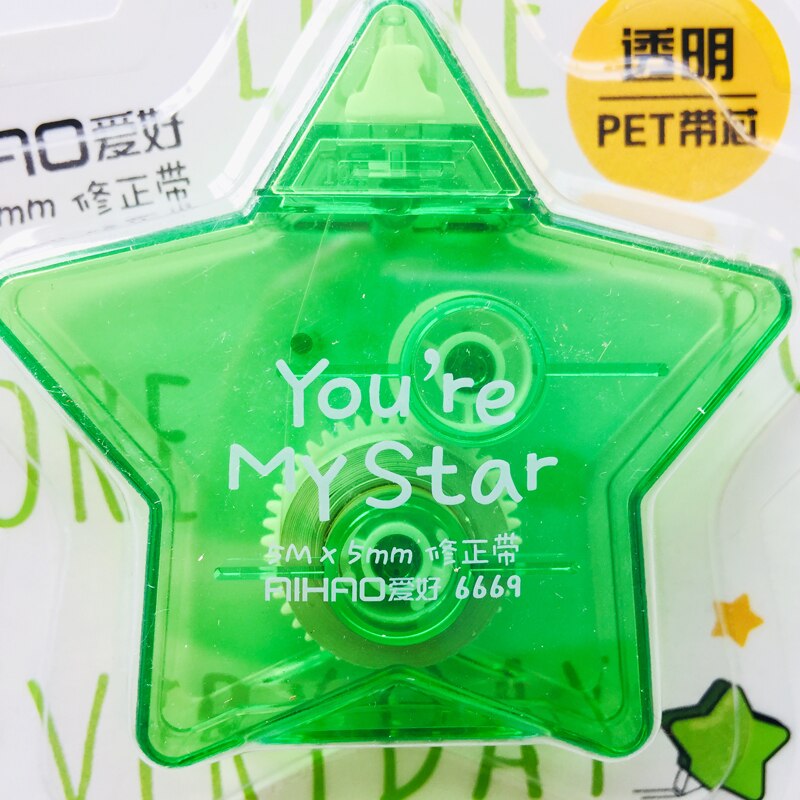 5 meter söt kawaii färgglad stjärna pentacle pentagram korrigeringstejp korrigering brevpapper korrigerare skolkontorstillbehör