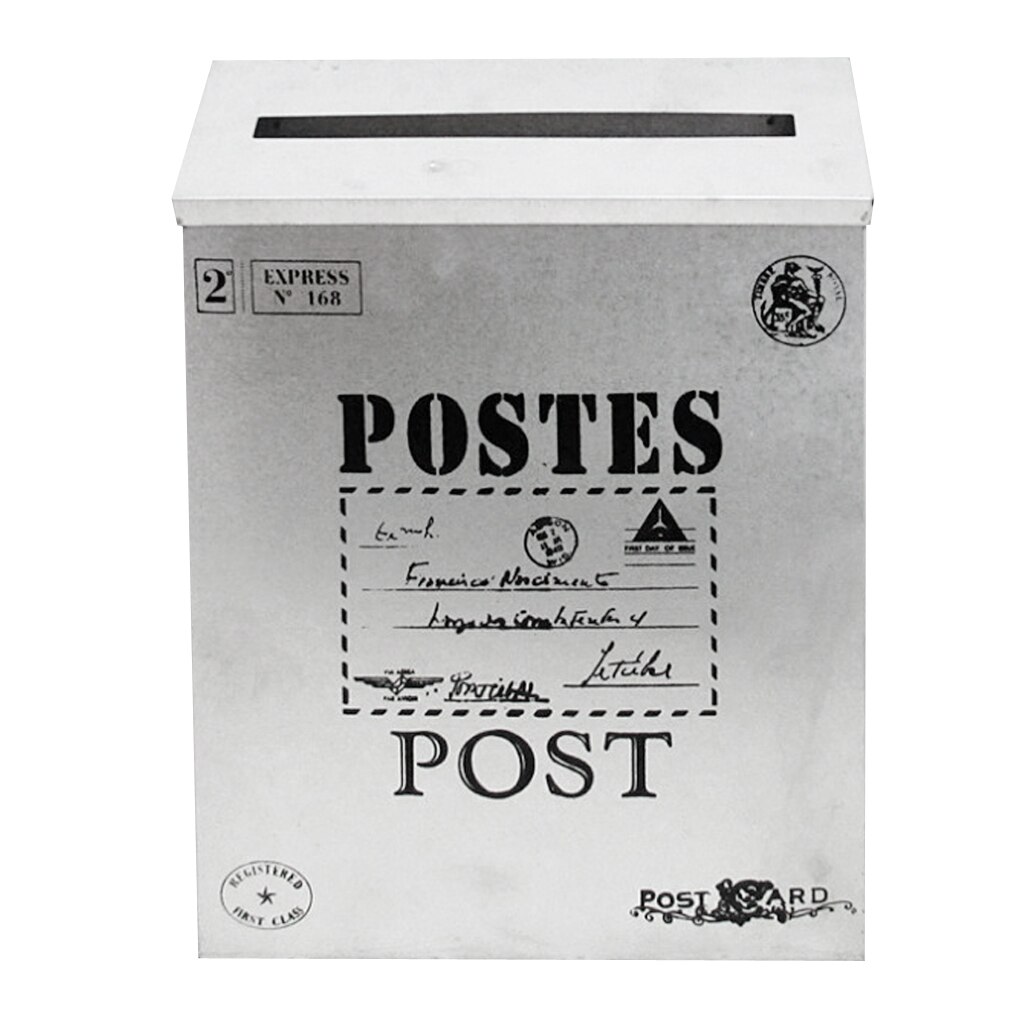 Vedenpitävä ulkona metallinen postilaatikko kirjepostilaatikko seinälle - ovipostilaatikon kansi vintage säilytysteline postilaatikon seinäsisustus: Valkoinen 1