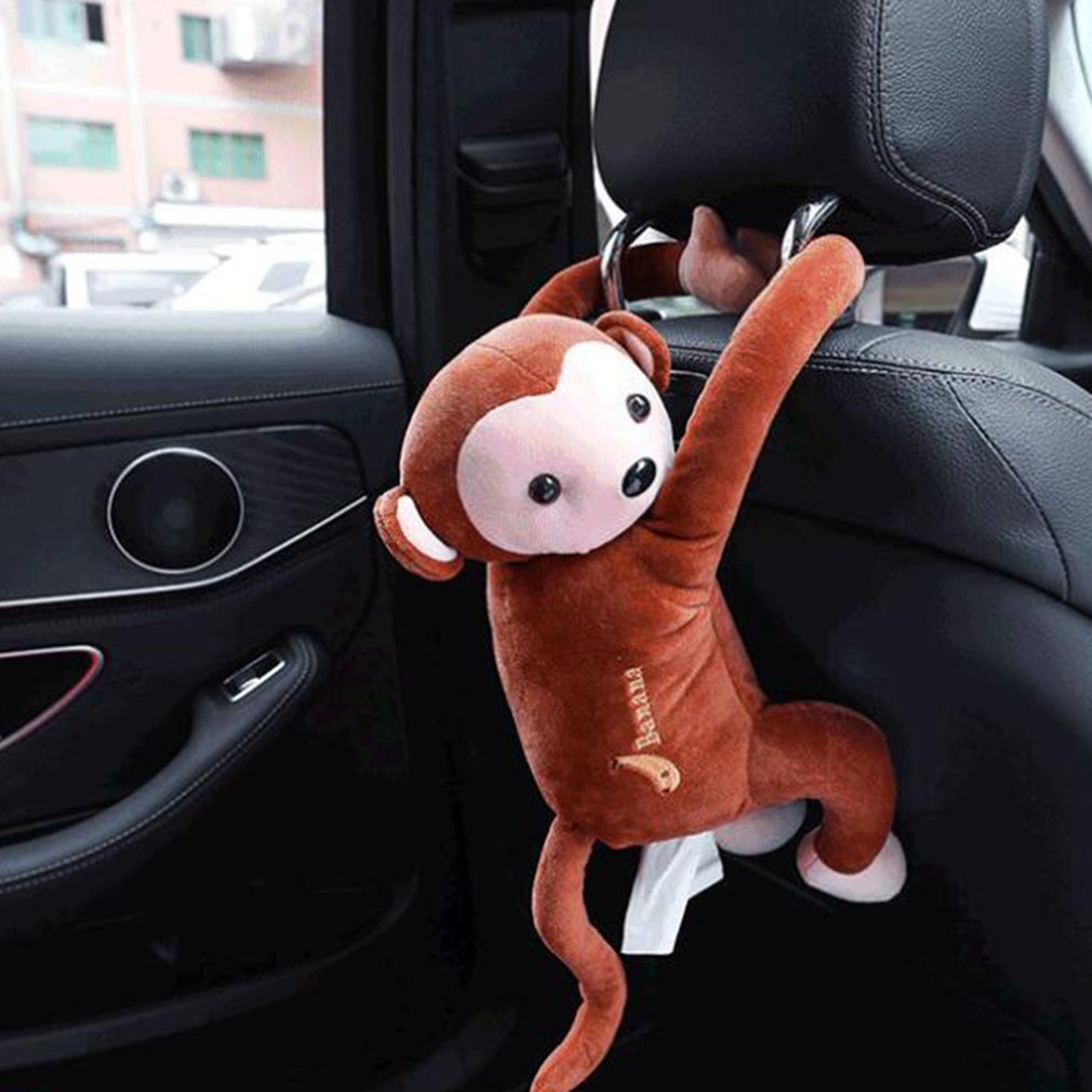 Creativo Pipi Scimmia Appesa Tessuto scatola auto di Tessuto Bookbox auto Bookbox Del Fumetto Sveglio Della Scimmia del Fumetto della Scatola Del Tessuto