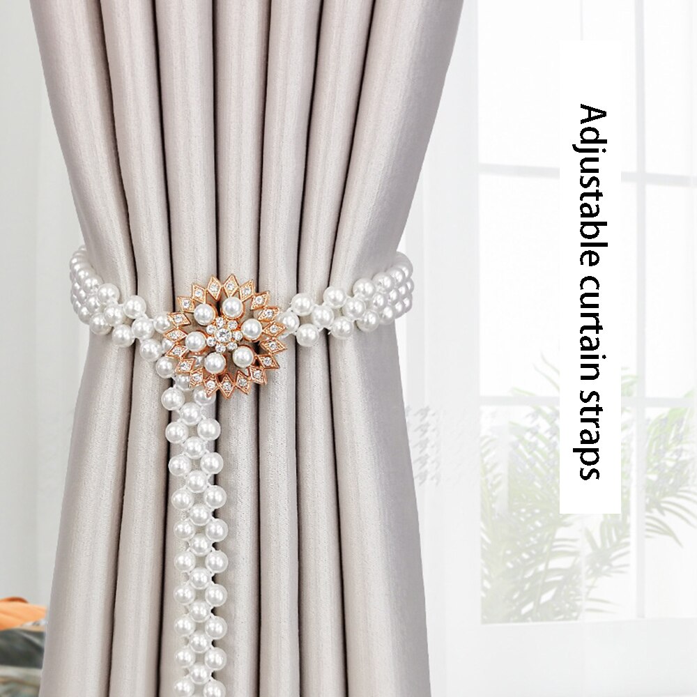 Pearl Adjustable Curtain Tieback Elastic Holder Hook Buckle Clip Pretty And Polyester Decorative Home Accessorie
