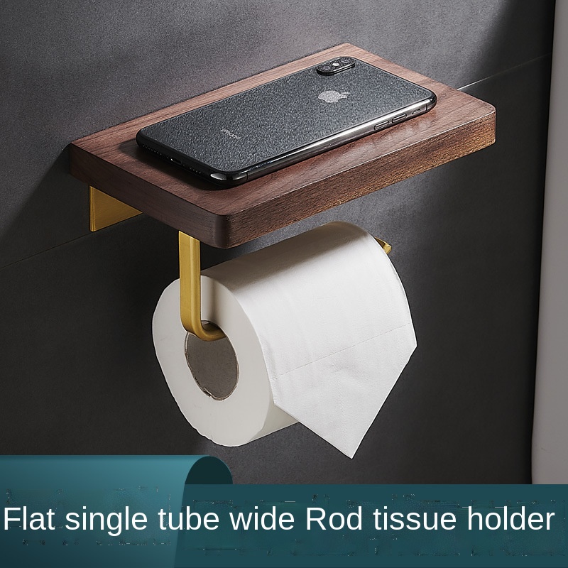 Bathroom Accessories Paper Holder Gold and Walnut Wood Paper Towel Holder Tissue Rack Toilet Paper Holder Phone Holder: B