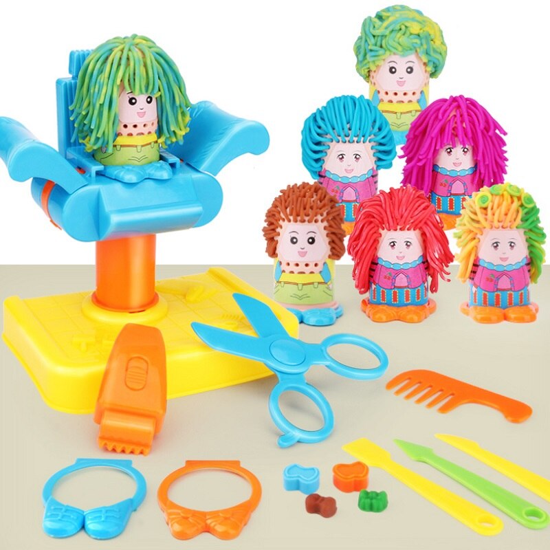 Barn leker degformar frisör barn 3d pedagogisk leksak modellering lera plasticine verktygssats diy frisyr modell