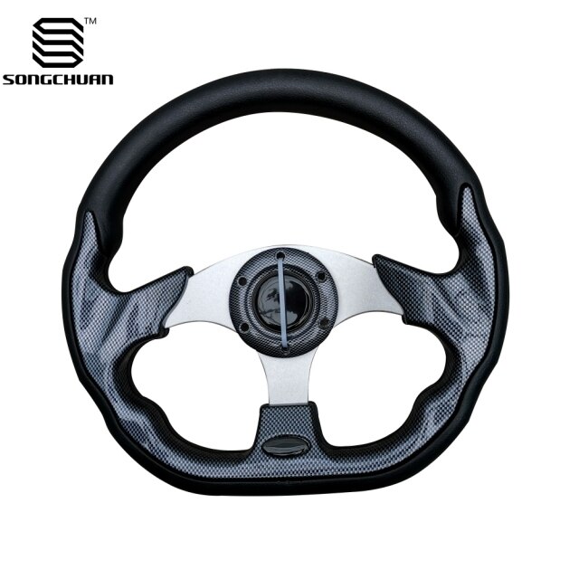 13in Golf Steering Wheel Aluminum + Carbon Fiber Sports Style For EZGO/CLUB CAR DS/YMH/CLUB CAR PRECEDENT Golf Cart Replacement: Carbon Pattern