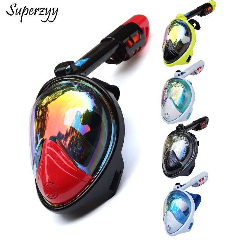 Underwater Anti Fog Diving Mask Snorkel Swimming Training Scuba mergulho 2 In 1 full face snorkeling mask For Gopro Camera