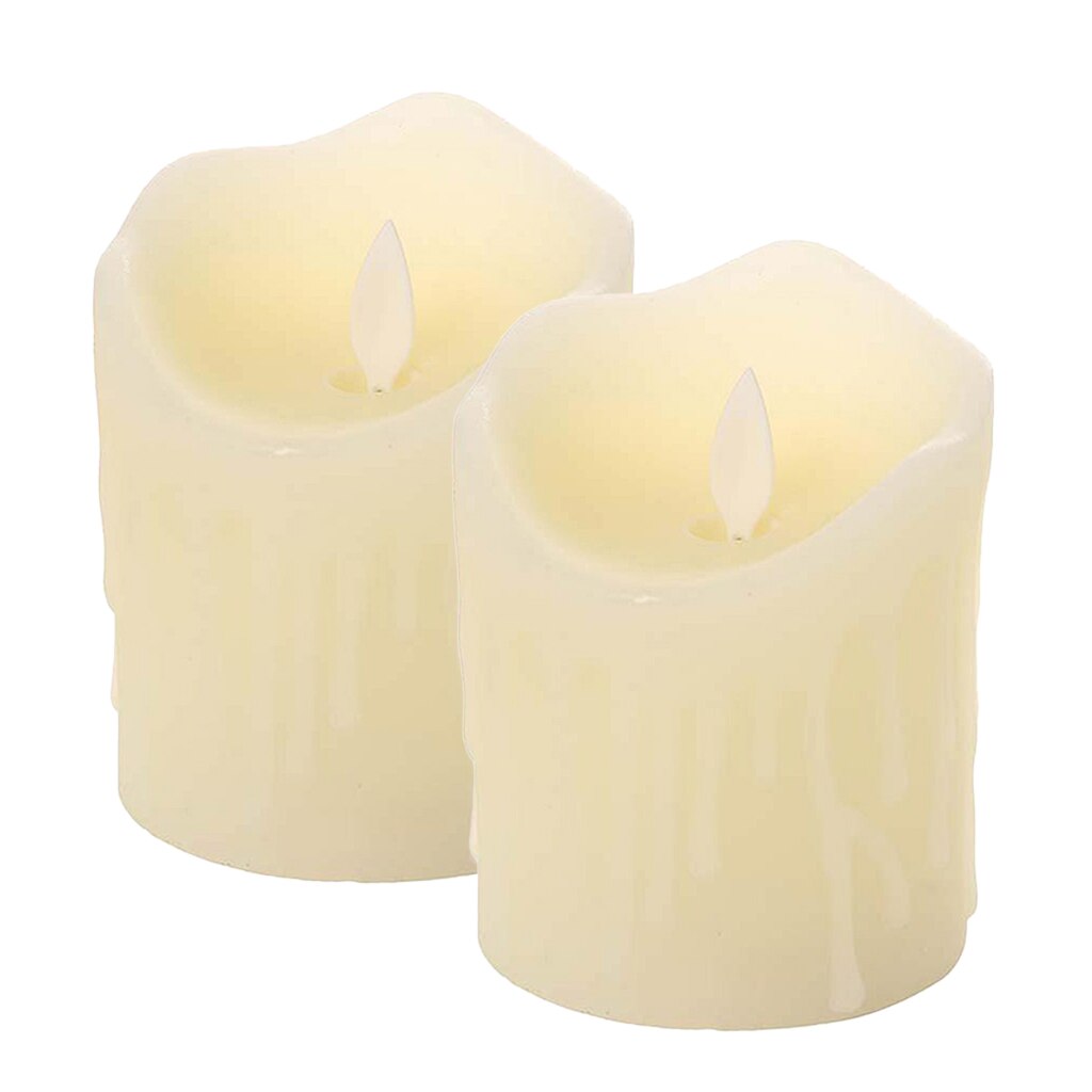 2pcs Swinging Dripped Wax Moving Dancing Flame LED Taper Candle Home Wedding Xmas Bar Party Church Decor