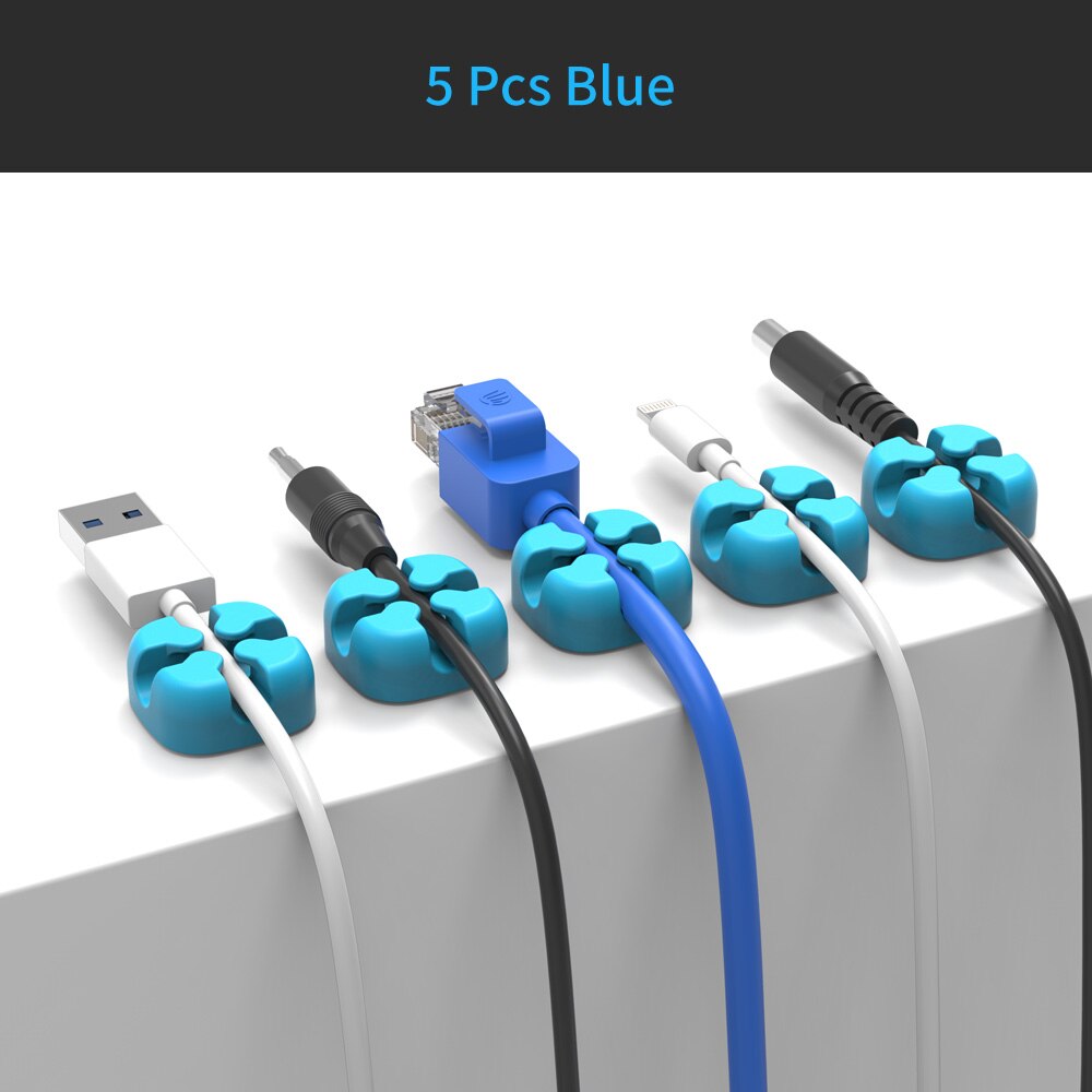 ORICO CBSX Cable Winder Silicone Cable Organizer USB Cable Management Clips Cable Holder For Mouse Headphone Earphone: CBSX Blue 5