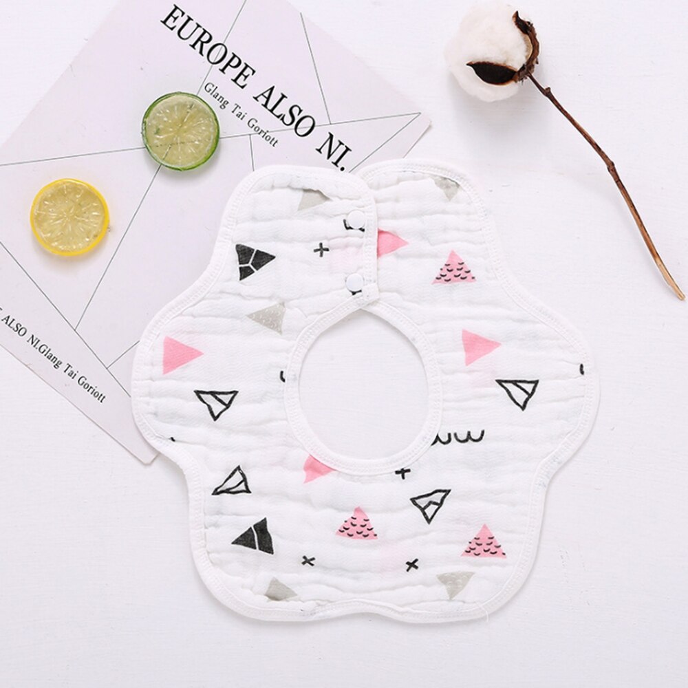 360 graus de giro algodão flor impermeável bebê arroto panos saliva toalha dos desenhos animados macio redondo bandana babadores alimentação cachecol: E758400A