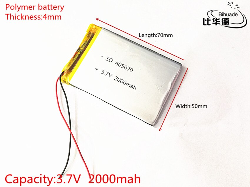 Grootte 405070 3.7 V 2000 mah lithium-polymeer Batterij met Bescherming Boord Voor MP4 PSP