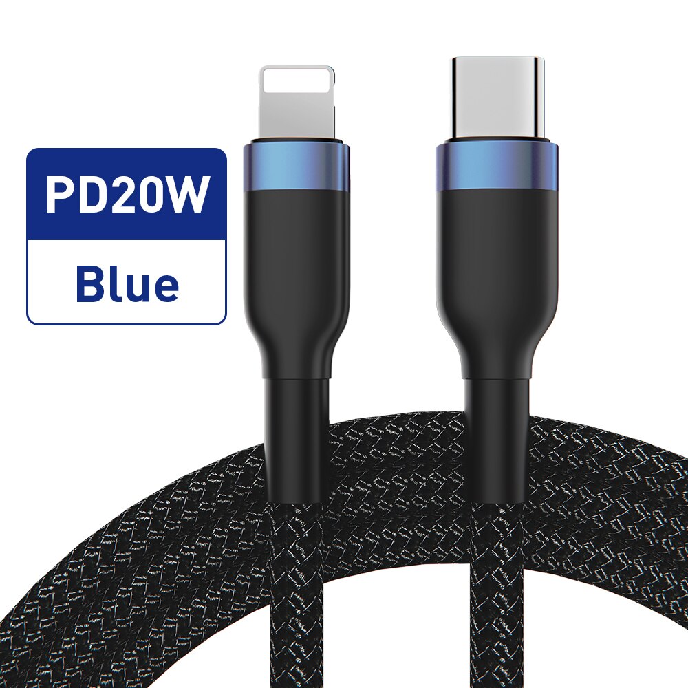 Usb C Kabel Voor Iphone 12 Pro Max Pd 18W 20W Snel Opladen Kabel Voor Iphone 12 11 xs Xr 8 Usb C Datakabel Usb Type C Kabel: Black and Blue / 1M