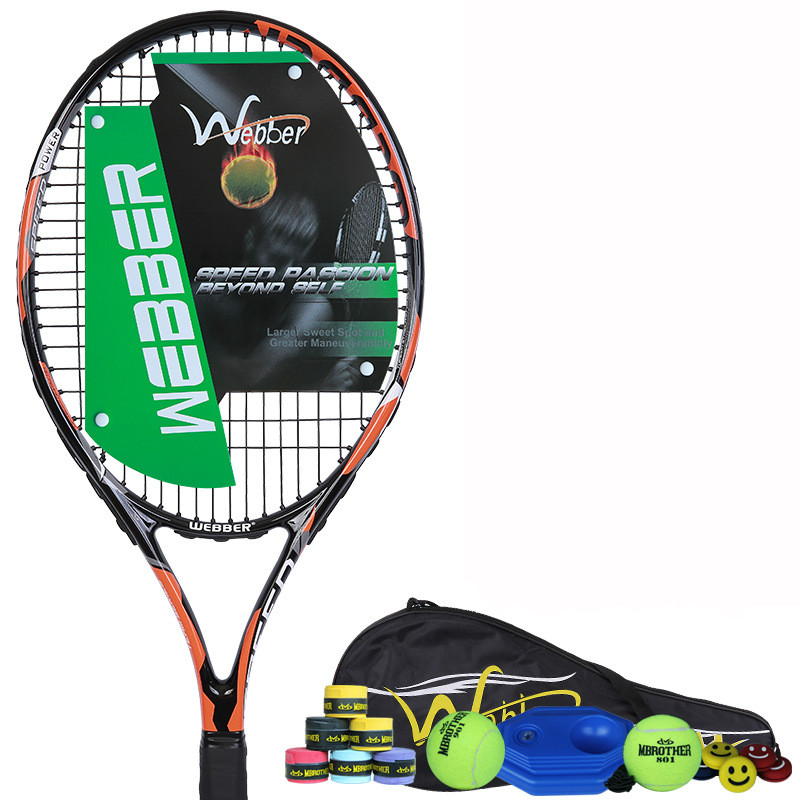 Carbon Tennisracket Enkele Dubbele Beginner Sport Training Tennisracket Raquetas De Tenis Profesionales Weerstand Racket: Orange