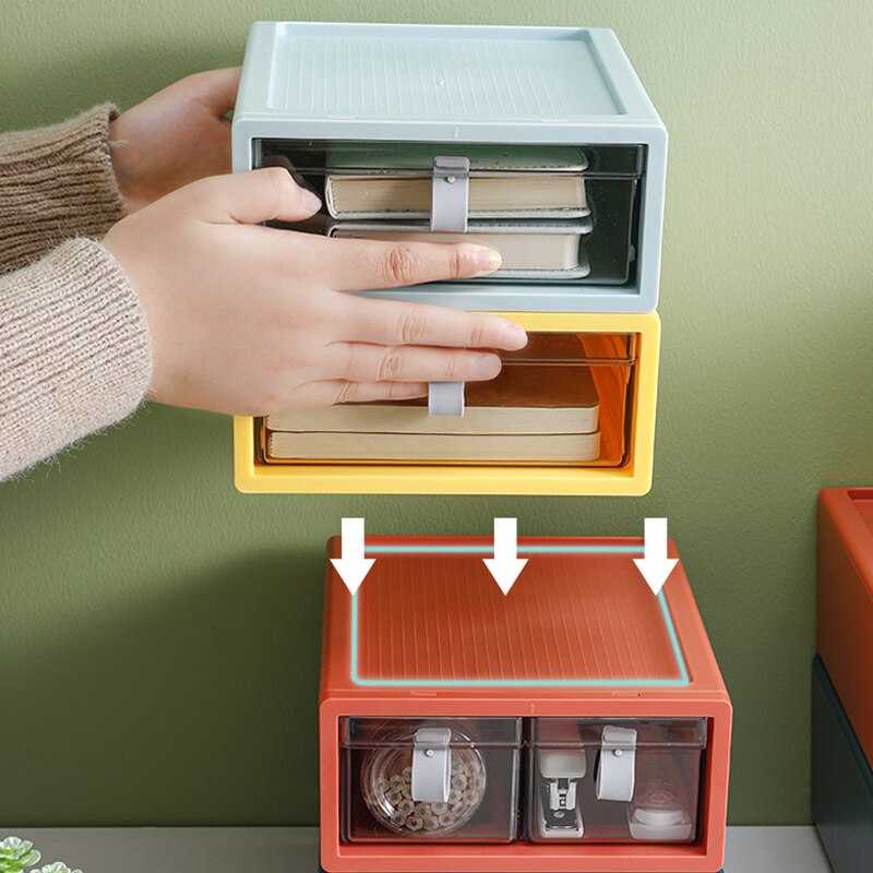 Desk Stackable Plastic Storage Drawers Sundries Stationery Books Organizer for Cosmetics Home Necessary Storage Box Container