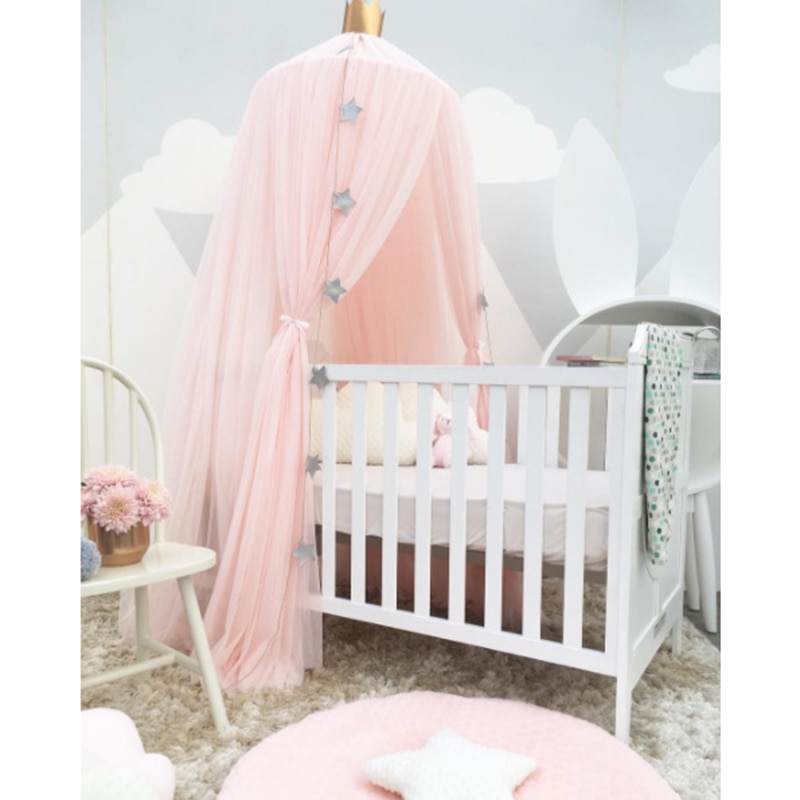 Kids Play Tents House Princess Pink Canopy Bed Curtain Baby Crib Netting Round Hung Dome Mosquito Net Tent Teepee for Children
