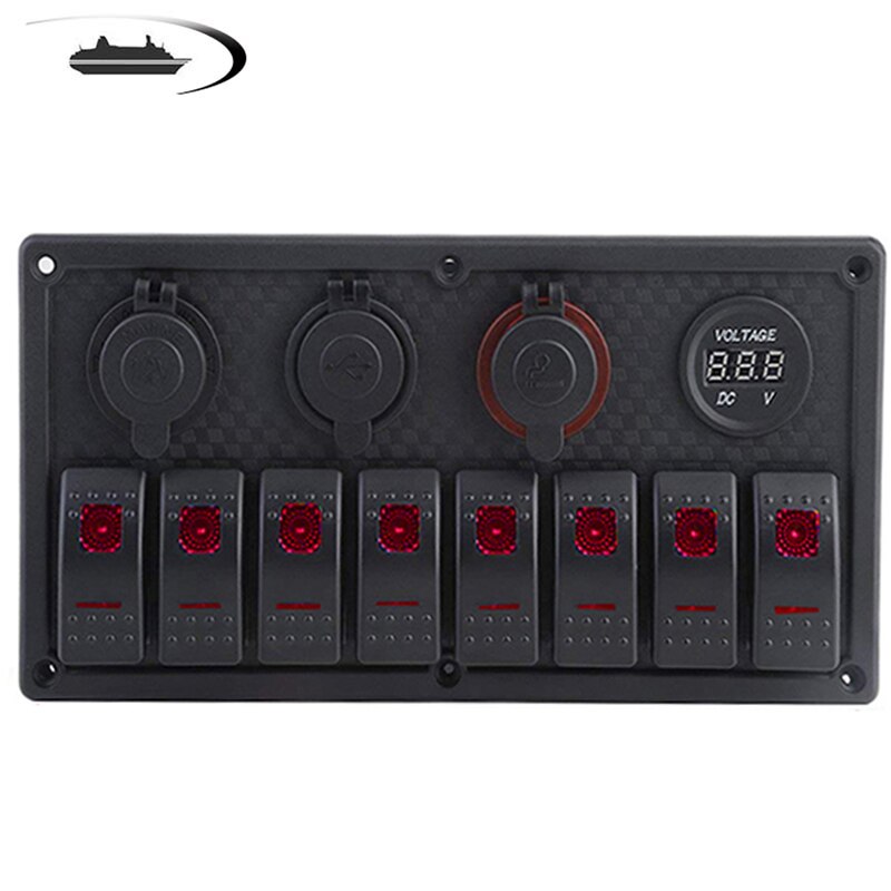 6/8 Gang interrupteur à bascule panneau pour voiture bateau RV Marine camion fusible panneaux étanche voltmètre numérique double USB chargeur Ports DC 12V