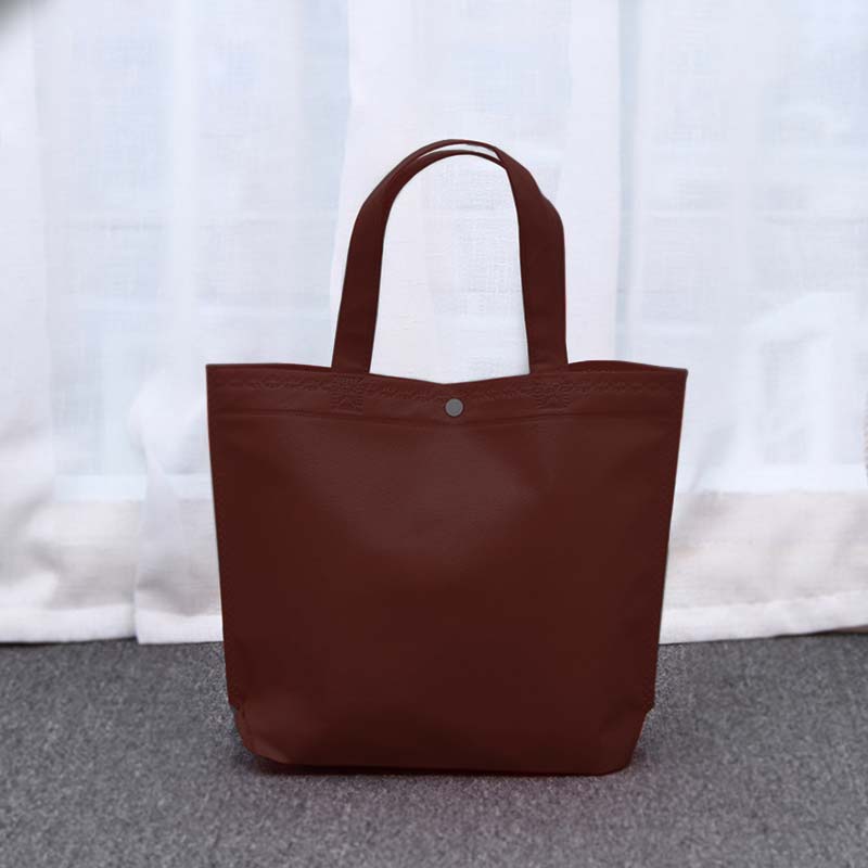 Heißer 36*45cm Faltbare Vlies Stoff Einkaufstasche Reusable Tote Beutel Frauen Reisen Lagerung Handtasche Schulter tasche mit Taste: Coffee