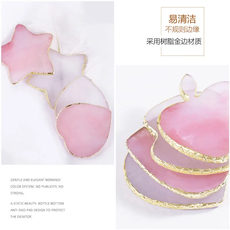 Resin Agate Nails Color Palette For Nails Art Decoration Heart Stars Shape Pink Clear Nail Display Shelf Color Drawing Pallet