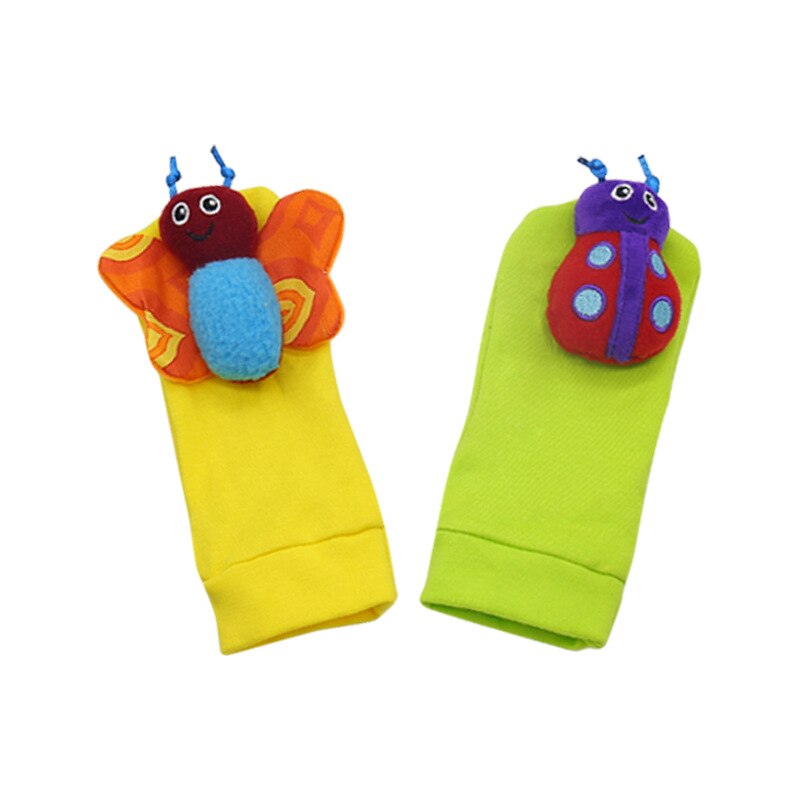 Toepassen Op Van 0 Tot 24 Maanden Oude Baby Sokken En Polsbandjes Rammelaar Cartoon Dieren Zebra Herten Bee Kever Aap leuke Baby Sokken: 1 pair socks 10