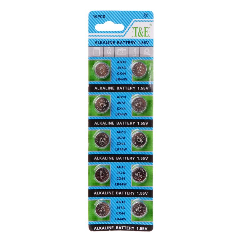Pilas de botón para relojes, baterías de recambio para relojes, AG8, AG1, AG10, AG13, A76, LR44, 357A, S76E, G13, LR44, 1,5 V, 10 piezas