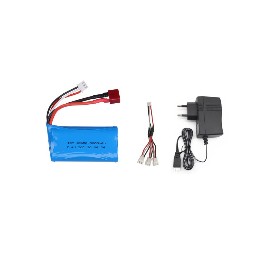 7.4V 3000mAh lipo Battery 18650 for Q46 Wltoys 10428 /12428/12423 RC Car Spare Parts 7.4V 2S battery with charger for toys parts: Navy Blue