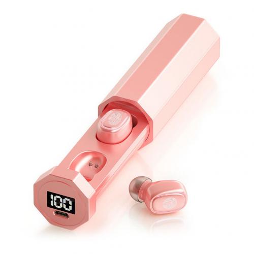 TWS-03 Bluetooth 5.0 Wireless Smart-Touch Mini Stereo Sound Sport Earphones: Pink