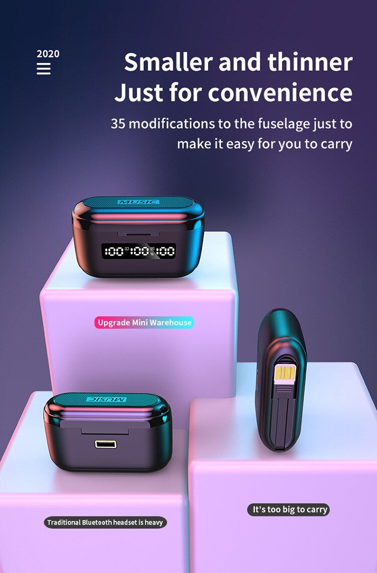 Tws Bluetooth 5.1 Koptelefoon 3500Mah Opladen Doos Draadloze Hoofdtelefoon 9D Stereo Sport Waterdichte Oordopjes Headsets Met Microfoon