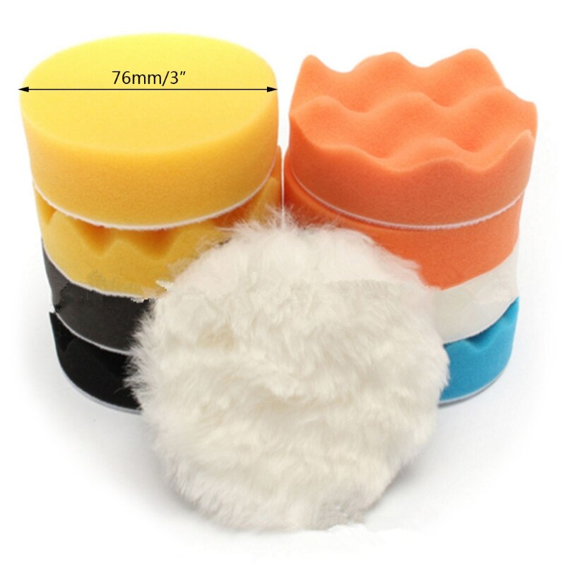 11Pcs 3inch Car Polishing Disc Self-Adhesive Buffing Waxing Sponge Wool Wheel Polishing Pad For Drill Adapter