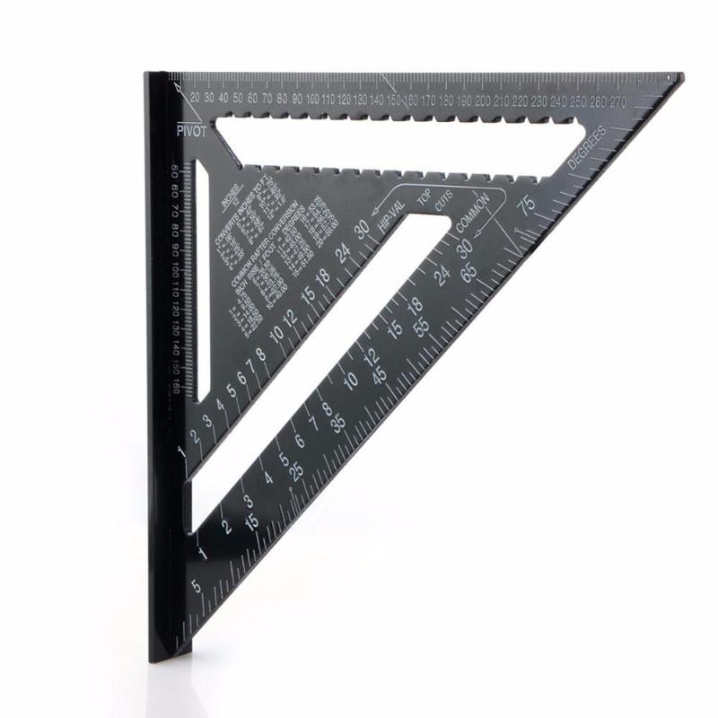 7/12inch Speed Square Metric Aluminum Alloy Triangle Ruler Squares for Measuring Tool Metric Angle Protractor Woodworking Tools
