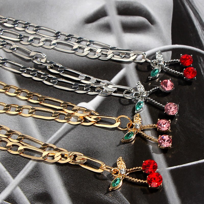 Bare føl 2 stk/sæt søde kirsebær ankelkæder armbånd til kvinder multicolor krystal ankellænke sommer til fods barfodet sandaler smykker