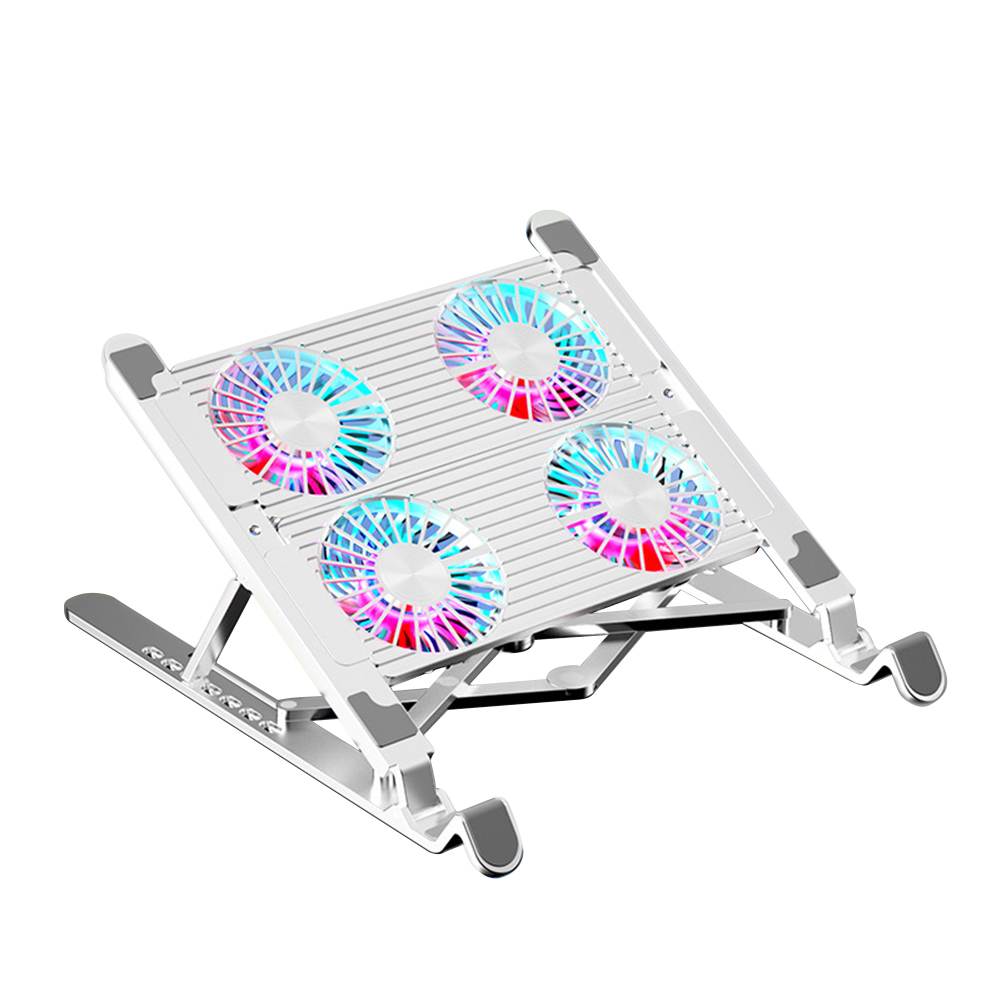 Laptop-Lüfter mit 2/4 Lüftern, leiser Spielen-Laptop-Kühler, RGB, 7 Höer, tragbarer Laptop-Halfter für 11–17,3 Zoll Laptops: Gelb