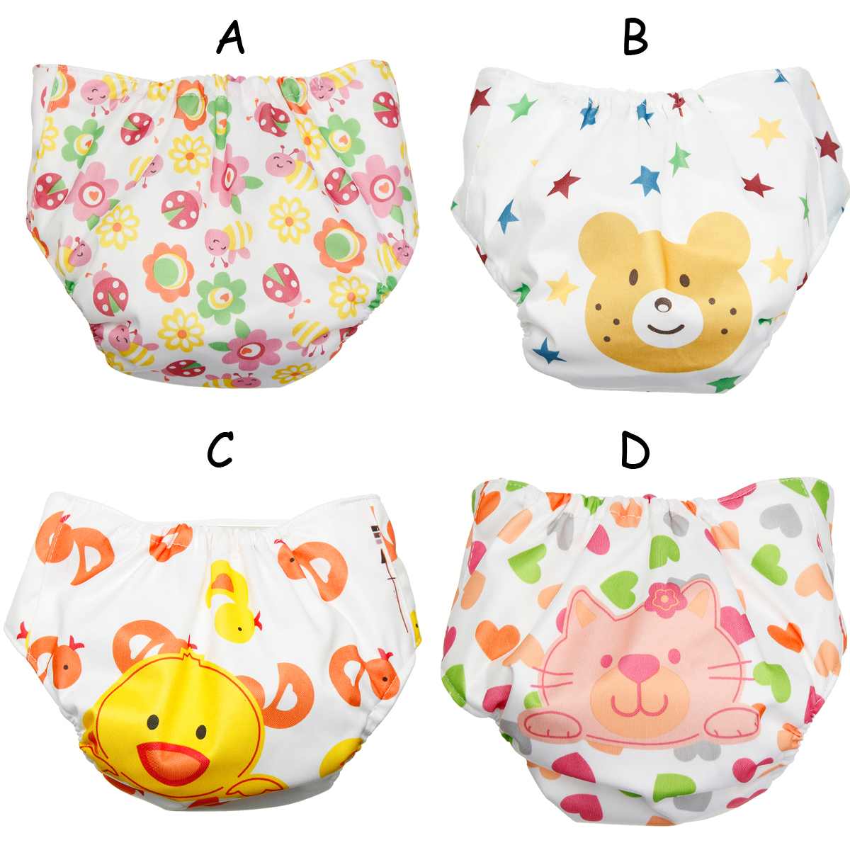 Reusable Pocket Cloth Diaper For Toddlers 2-7 Years - Zoo Animals Print, Adjustable Waist