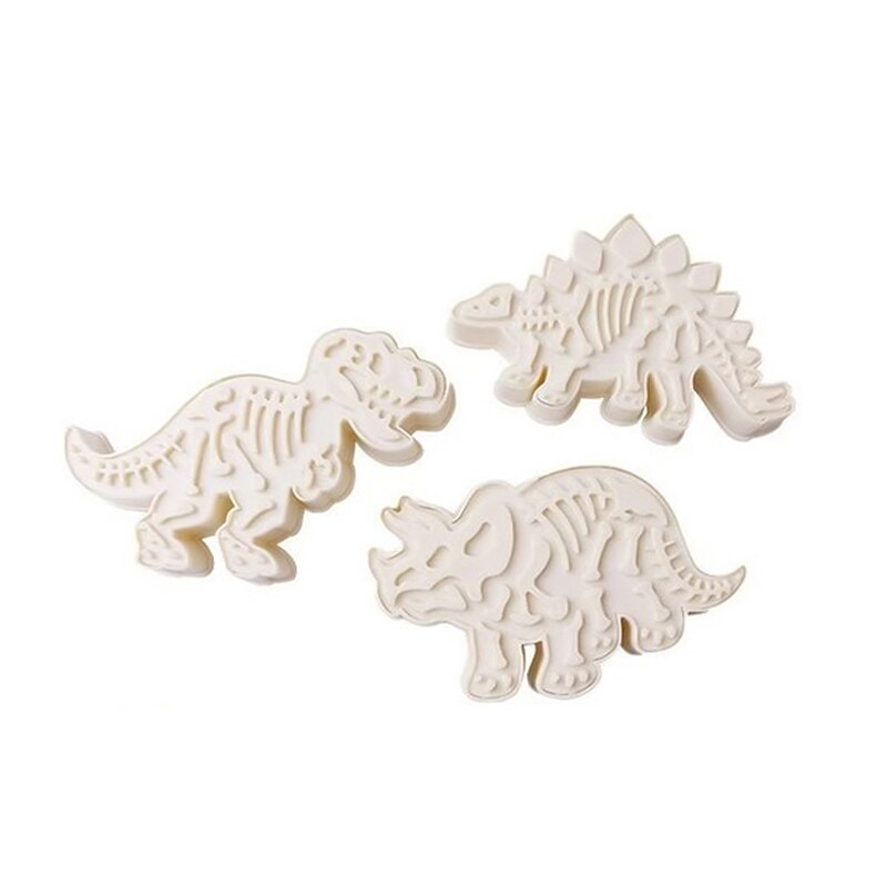 3Pcs Dinosaurus Cookie Cutters Set Mold Fondant Diy Cakevorm Bakken Tools Kerst 3D Fondant Cookie Cutter Stamp Voor kids: Default Title