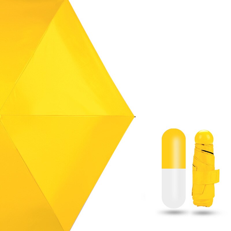 Paraguas plegables compactos de lluvia para niños, paraguas Mini cápsula para mujeres, paraguas transparente de bolsillo, paraguas Anti-UV a prueba de viento: yellow