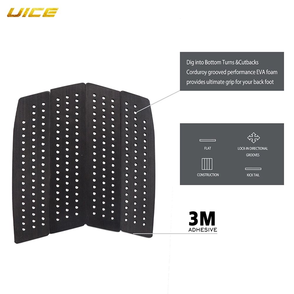 6 Piece Surf Deck Traction Pad Premium EVA with Tail Kicker 3M Adhesive for Surfboard Longboard Shortboard Fish Skimboard