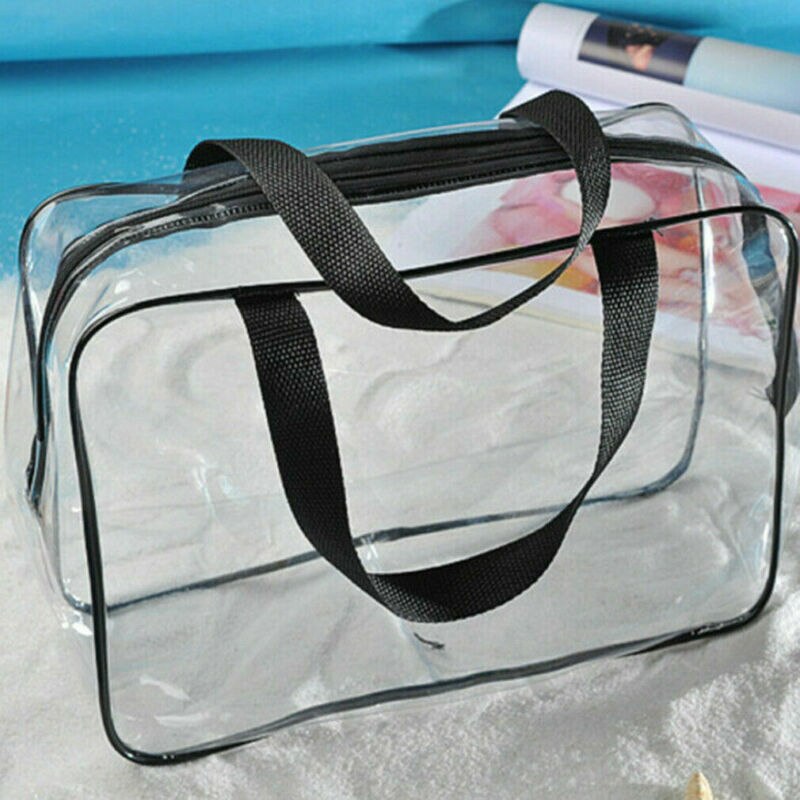 Femmes sacs à cosmétiques Transparent en plastique PVC voyage cosmétique maquillage sac organisateur trousse de toilette pochette à fermeture éclair/par