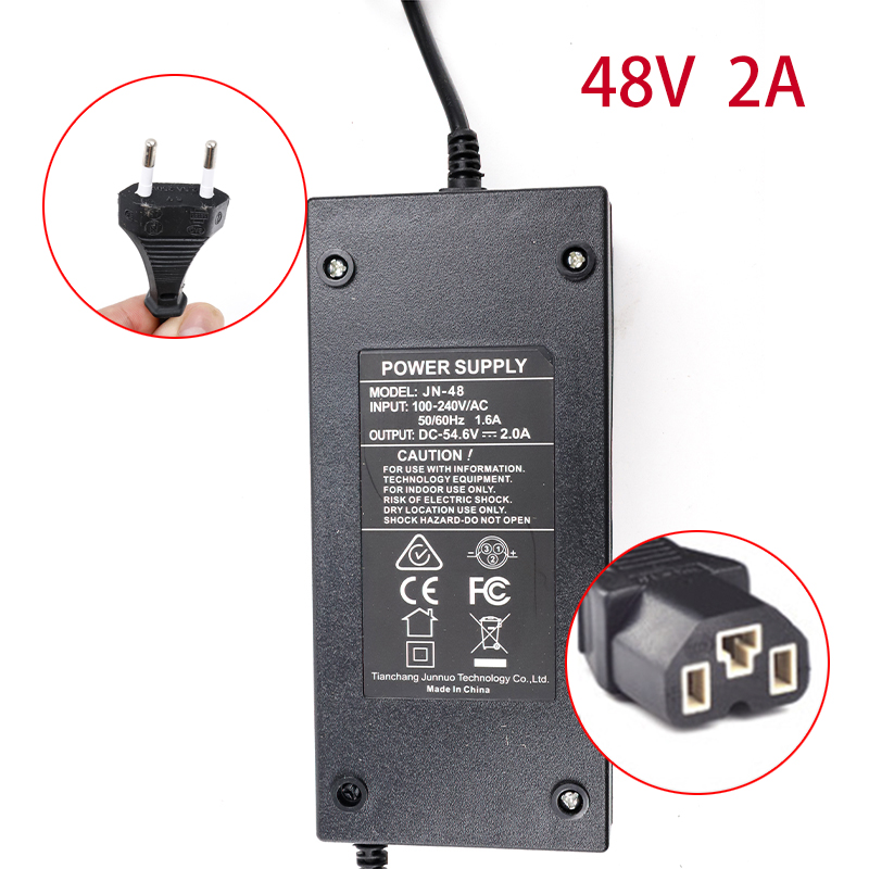 Cargador de batería de litio Universal para bicicleta eléctrica, accesorios para patinete eléctrico 24V2A 36V2A 48V2A 60V2A: Verde claro