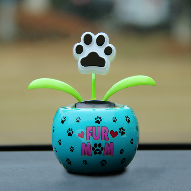 Solar Automatic Swing Solar Flower Car Ornaments: Pink