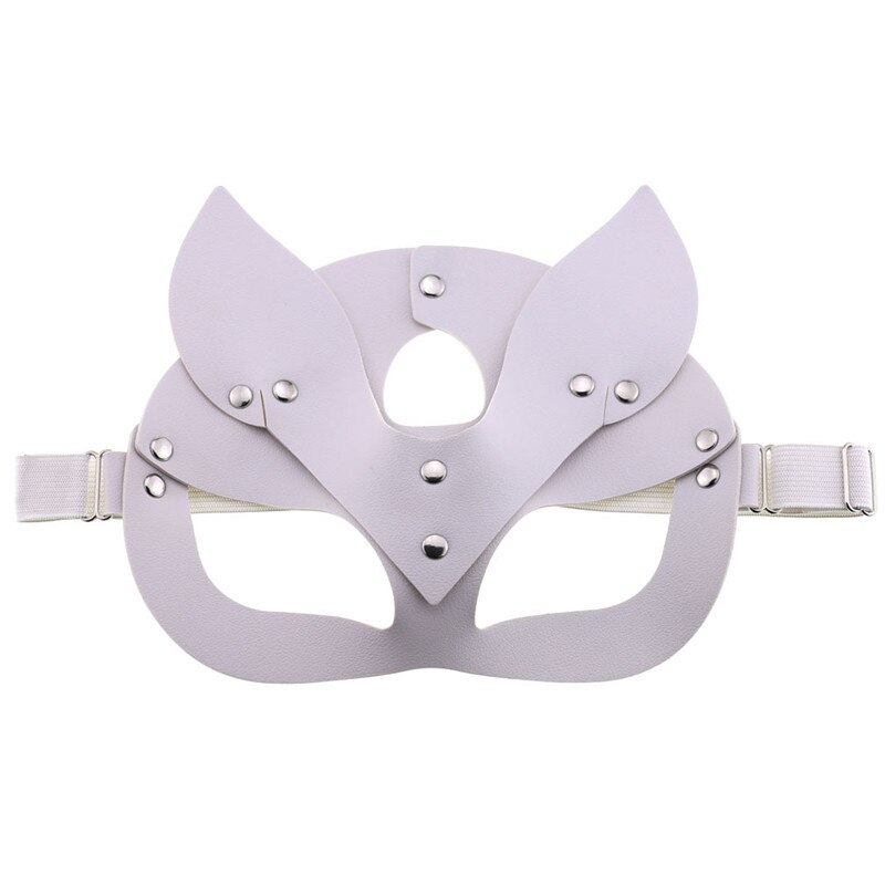 Women Mask Face Fox Cosplay PU Leather Mask Blindfold Halloween Party Mask Masquerade Ball Masks Punk Collar