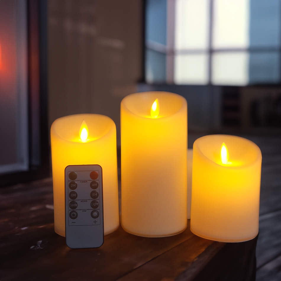 Dansende vlam LED-kaarsen met timer-afstandsbediening, kaarslicht voor lantaarns, bruiloftskaarsen, feestverlichting, woondecoratie, 3 stuks per set