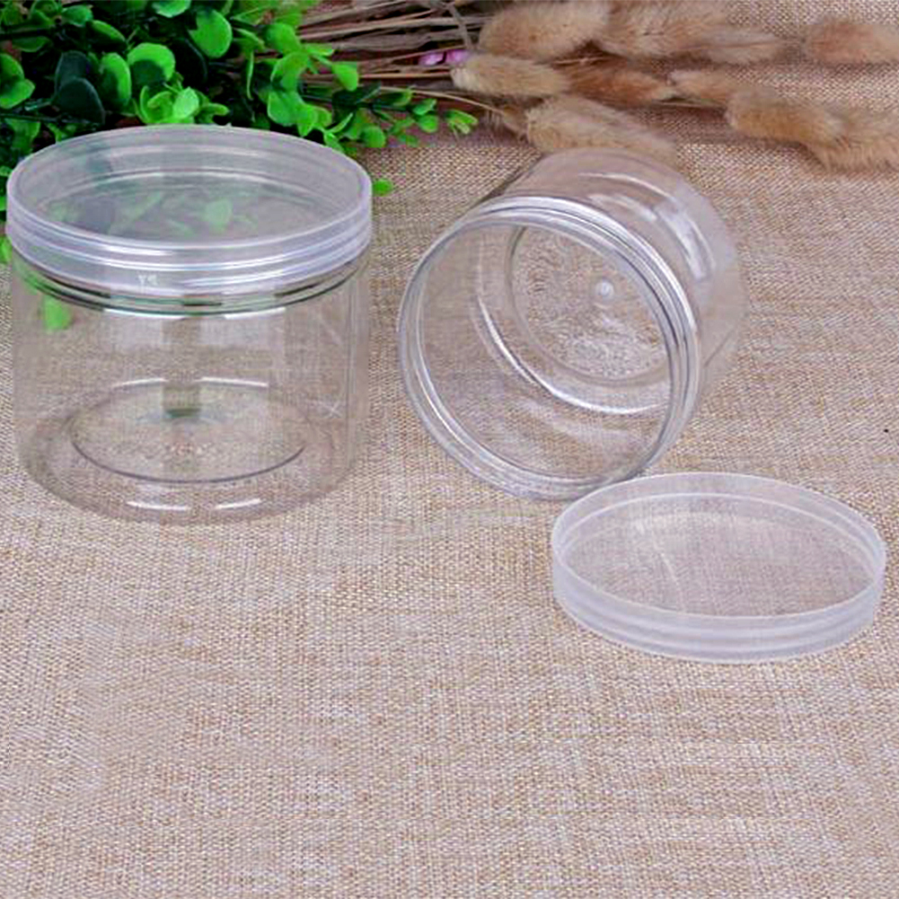 Plastic Storage Jars With Screw-on Lids Refillable Pots Makeup Balm Container 30-150ml Clear PET Plastic Jars Pots Food Crafts