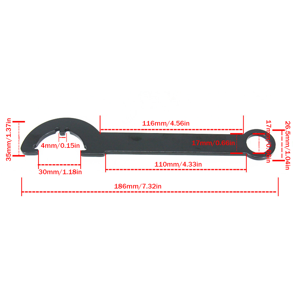 Castle Nut Wrench Adjustable Spanner Wrench Tool Locknut and Reinstall High-carbon Steel Accessories for Bicycles Pipelines: black