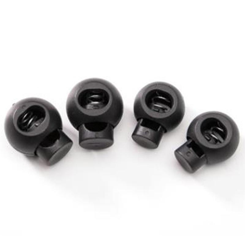 25 Pcs Plastic Toggle Round Spring Toggles Luggage Lanyard Stoppers Spring Loaded Shock Cord Lock End Stoppers (Black)